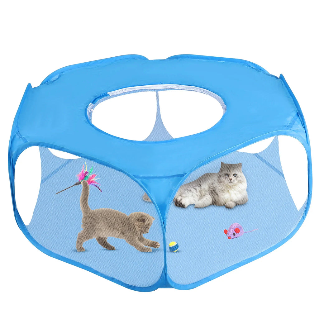 1pc Foldable Portable Pet Fence with Cover - Breathable Outdoor Playpen Suitable for Small Animals