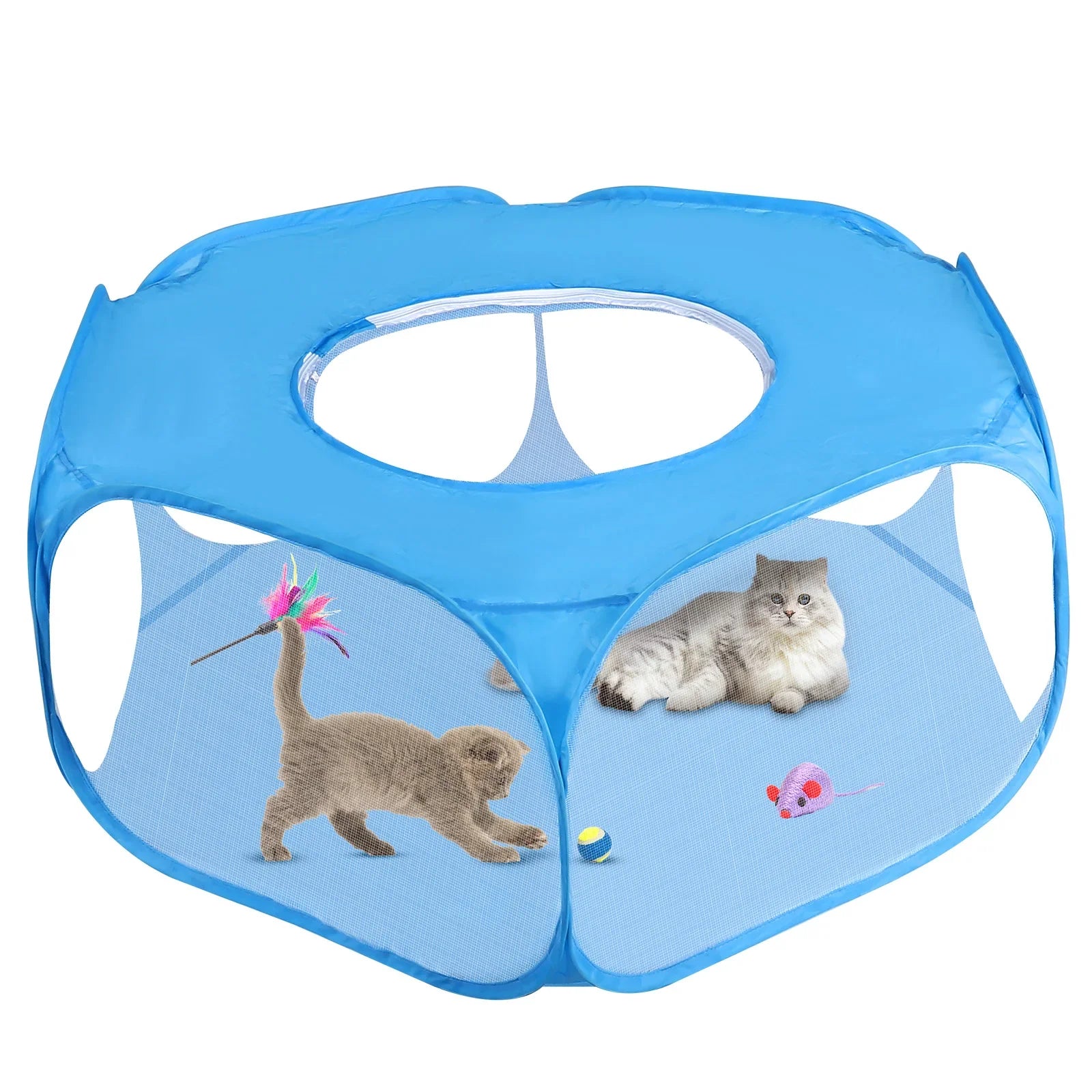 1pc Foldable Portable Pet Fence with Cover - Breathable Outdoor Playpen Suitable for Small Animals