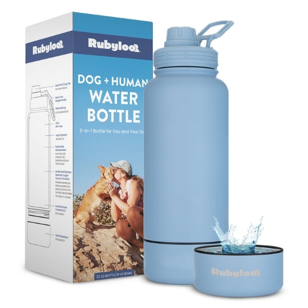 Dog + Human Water Bottle with Detachable Dog Bowl