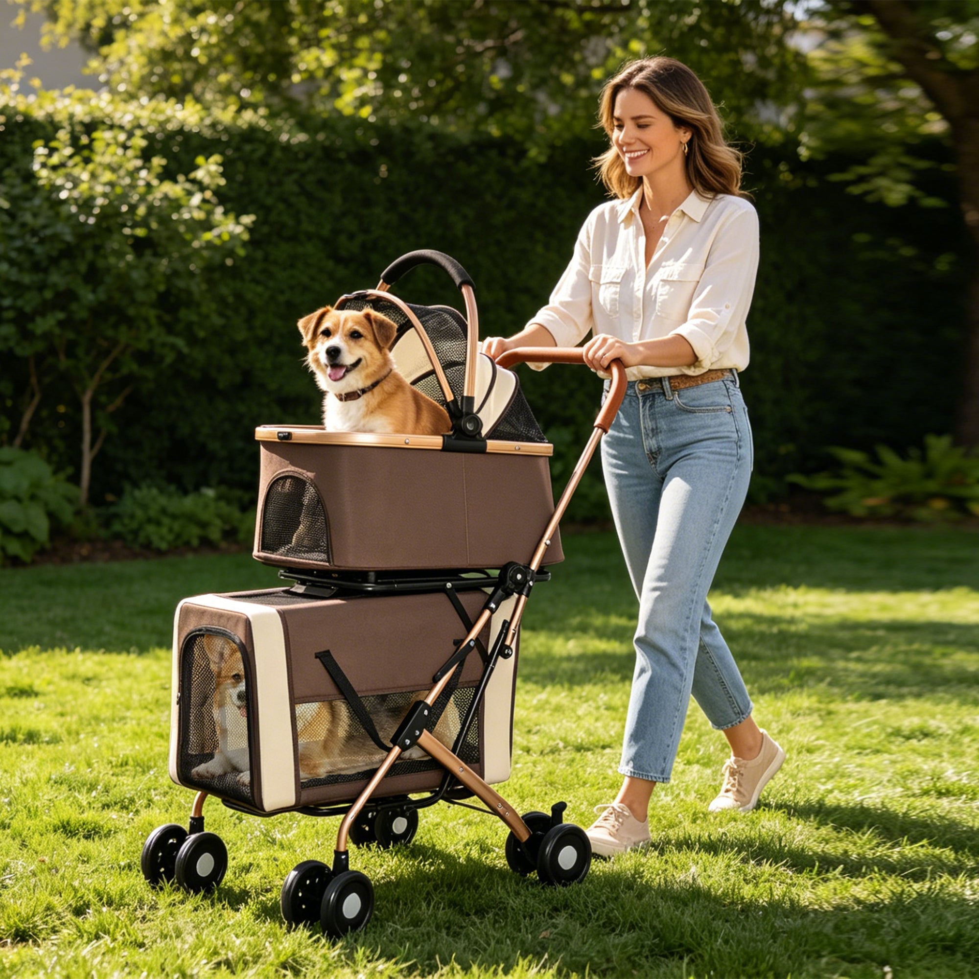 Double Pet Stroller for Dogs and Cats
